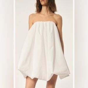 NWT $1650 Interior Augie Strapless Cotton Balloon Minidress in WHITE - size 2!